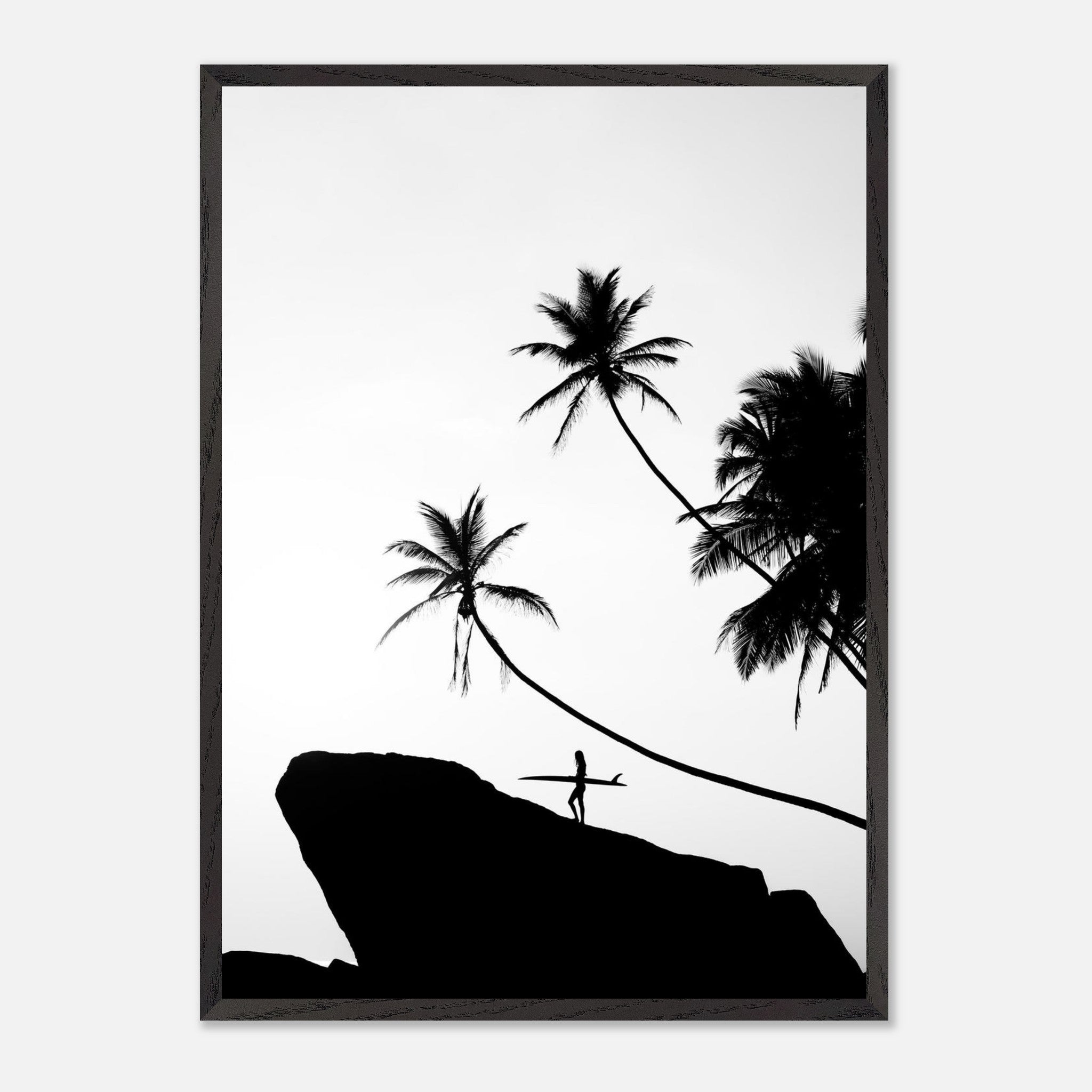 Surfer Beneath Palm Trees in Indonesia