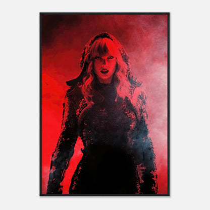 Taylor Swift Red framed print featuring a striking design in vibrant red hues, perfect for fans and art lovers.