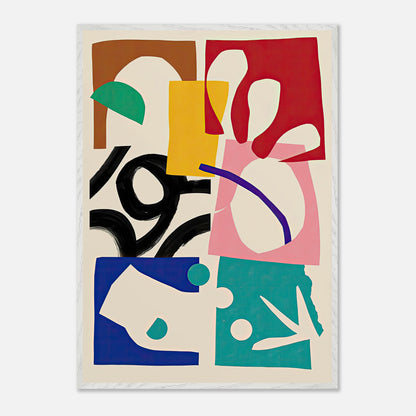 Abstract Harmony fine art print featuring bold colors and organic shapes, ideal for modern decor.