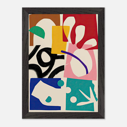 Abstract Harmony Vintage Framed Print featuring bold colors and geometric shapes for creative home decor.