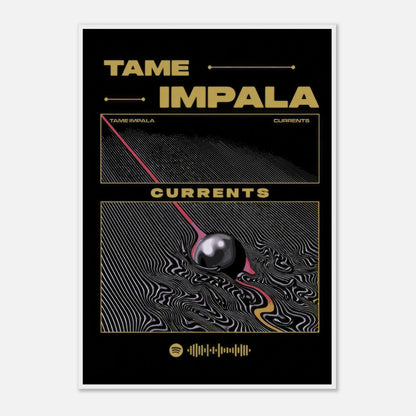 Tame Impala Currents framed poster featuring psychedelic album cover art in vibrant colors. Perfect for music and art lovers.