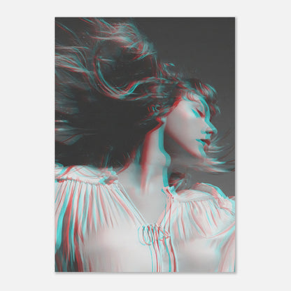 Taylor Swift black-and-white poster with dynamic 3D-inspired design capturing her ethereal pose and modern artistry.