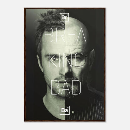 Jesse x Walter Breaking Bad framed print featuring bold split-face design, perfect for fans and collectors.