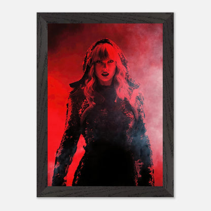 Taylor Swift Red vintage framed print featuring a striking red-themed artwork capturing her intense performance energy.