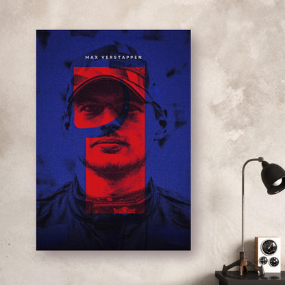 Max Verstappen vibrant F1 poster showcasing bold colors and high-energy design, perfect for framing or room display.