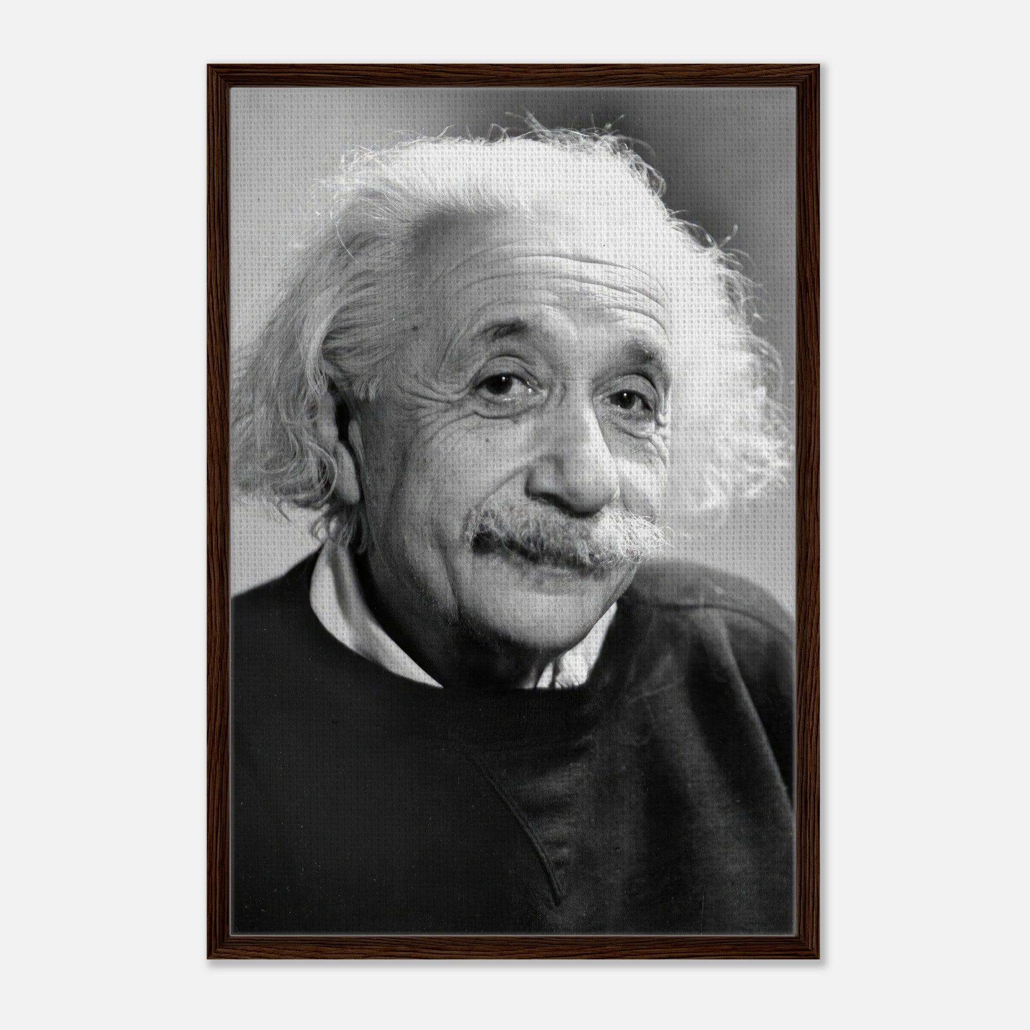 Albert Einstein 1946 framed canvas print showcasing a classic black and white portrait of the renowned physicist.