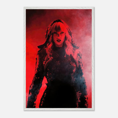 Taylor Swift Red vintage framed print featuring a dramatic red design capturing her iconic performance energy.