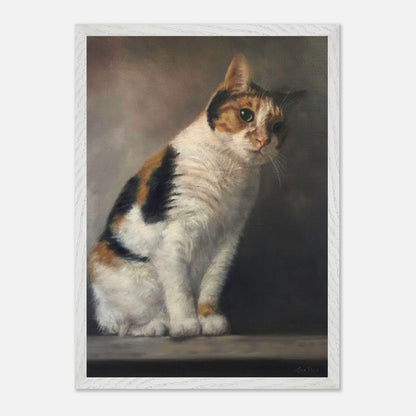 Realistic cat portrait painting showcasing feline elegance and charm in museum quality fine art.