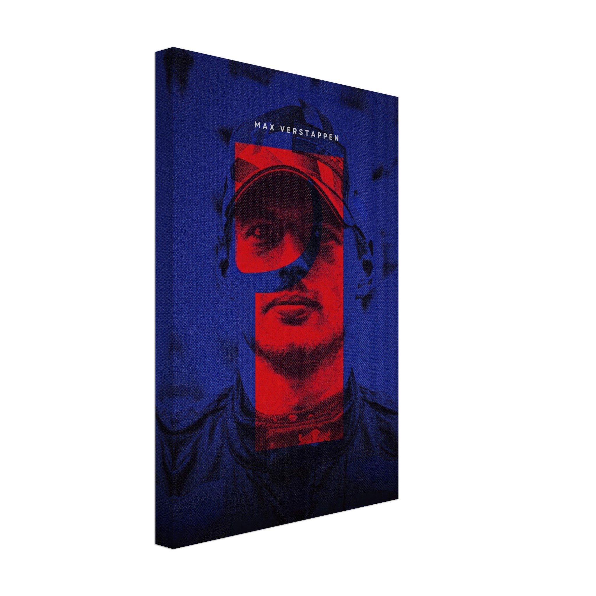 Max Verstappen canvas print featuring a dynamic F1-inspired design with bold colors and modern frameless edges.