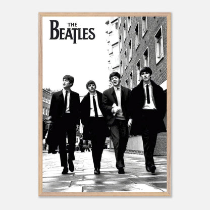The Beatles cover fine art print in black and white, museum quality glicée, featuring iconic band members walking.