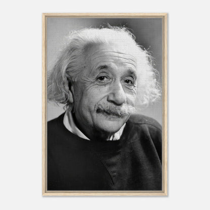 Black and white portrait of Albert Einstein (1946) in a framed canvas print, showcasing his thoughtful expression.