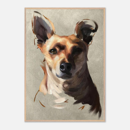 Chihuahua dog painting in fine art style, featuring expressive details and warm colors, ideal for home decor.