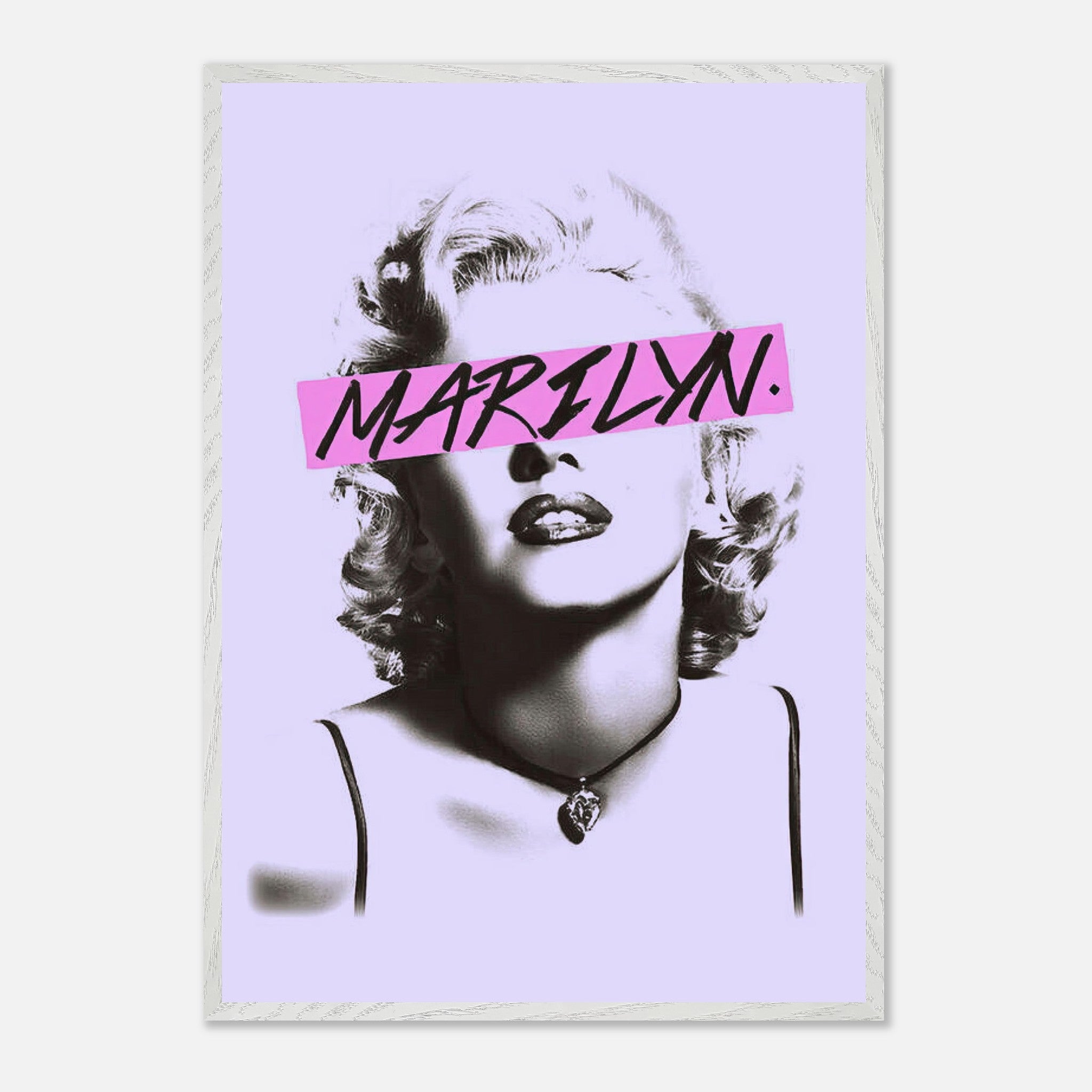 Marilyn Monroe vintage framed print with bold pink graphic detail, adding timeless elegance to any space.