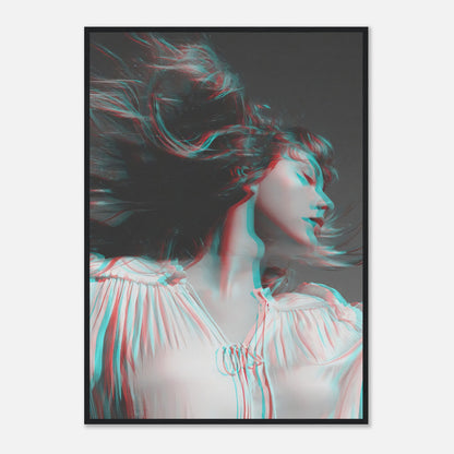 Taylor Swift Black & White Framed Print featuring a dynamic 3D monochrome design, adding elegance to any space.