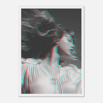 Taylor Swift black and white framed print featuring dynamic monochrome design with 3D accents for elegant decor.