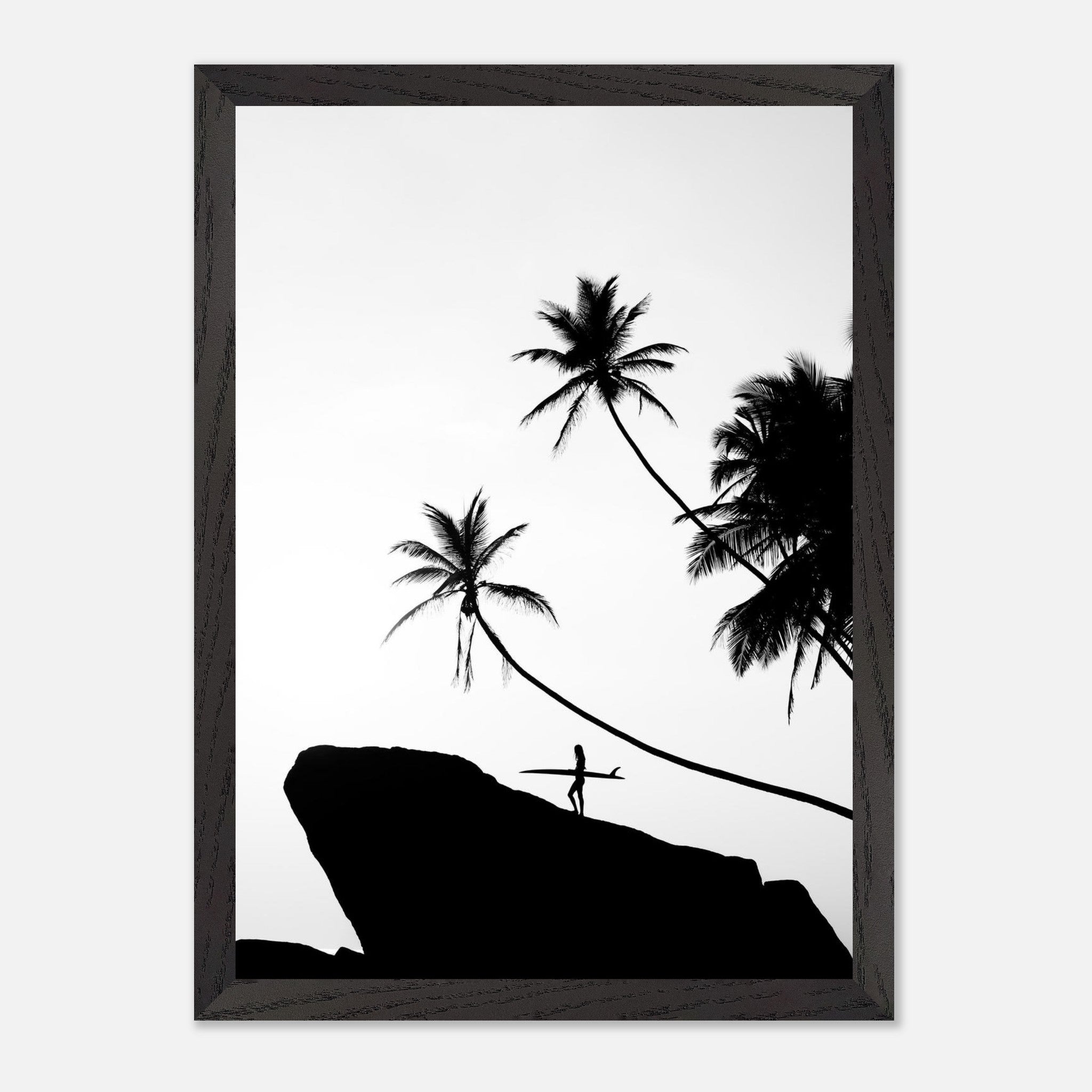 Surfer Beneath Palm Trees in Indonesia