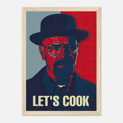 Heisenberg Let's Cook framed print featuring bold colors and iconic pop art design for stylish home decor.