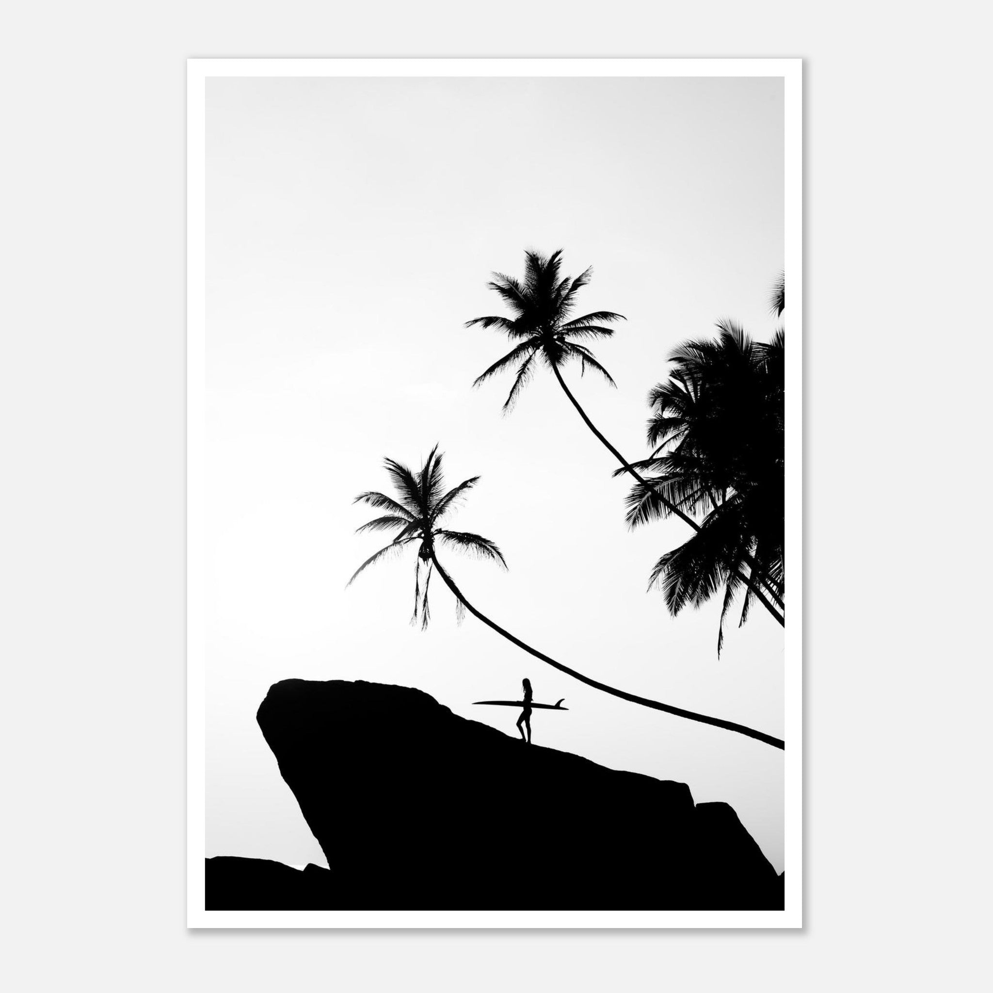Surfer Beneath Palm Trees in Indonesia