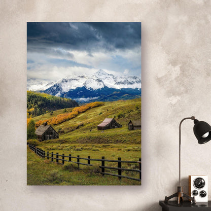 Stunning Telluride, Colorado poster featuring snow-capped peaks and vibrant autumn landscapes. Perfect for nature lovers.