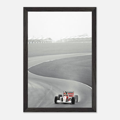 1988 Ayrton Senna McLaren MP4/4 framed giclée fine art photography on racetrack.