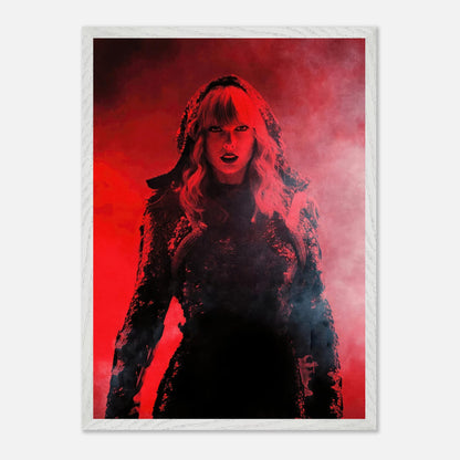 Taylor Swift vintage framed print in striking red hues, capturing the intensity of her "Red" era performances.