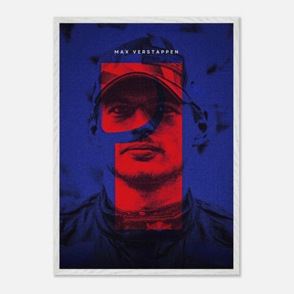 Max Verstappen fine art print featuring vibrant colors and iconic design, perfect for Formula 1 fans.