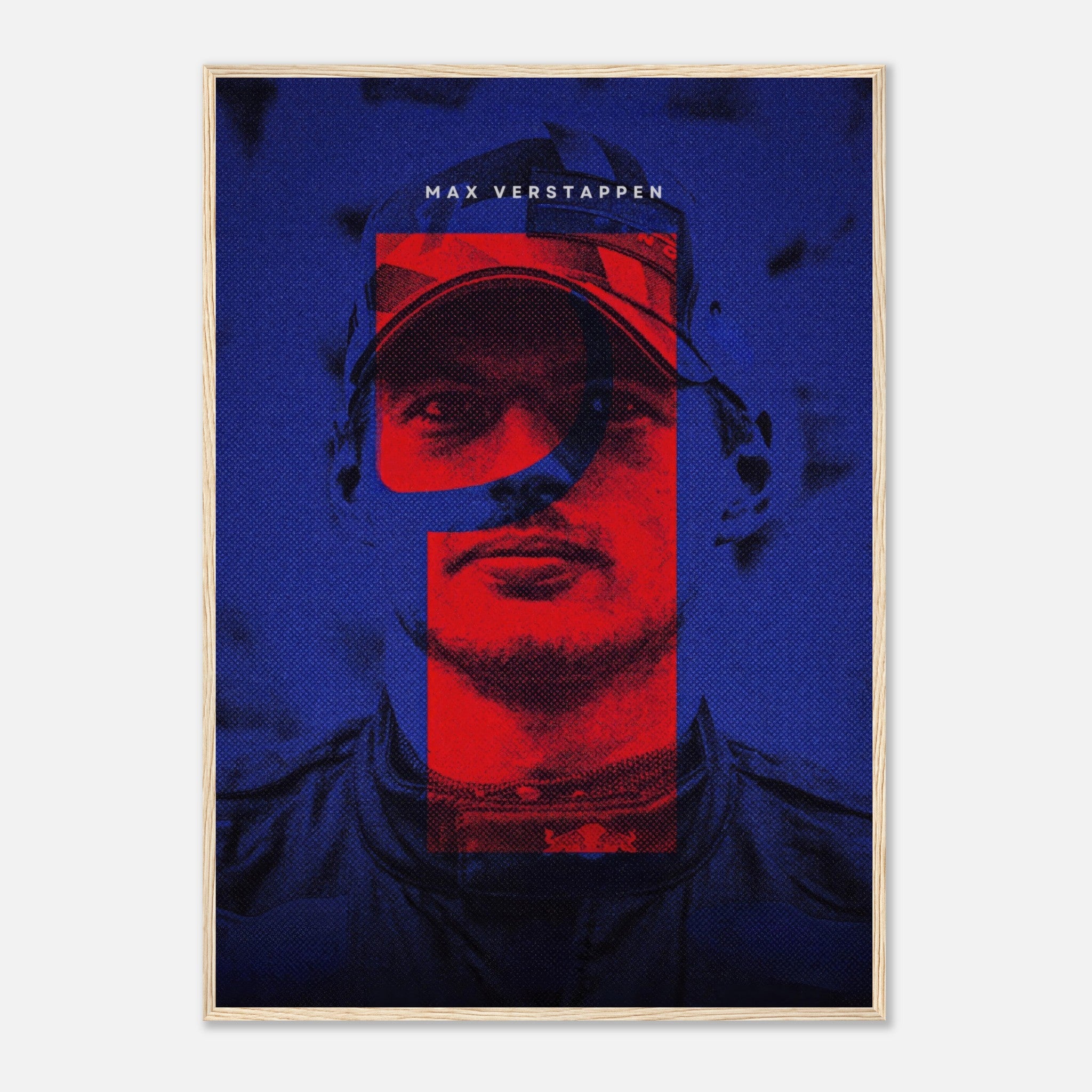 Max Verstappen framed print featuring dynamic colors and design, celebrating the champion's spirit in Formula 1.