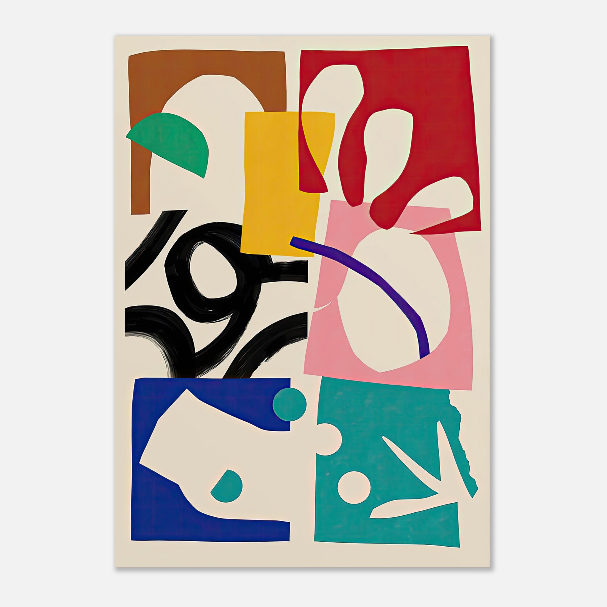 Abstract Harmony poster featuring bold colors and dynamic shapes, perfect for modern decor.