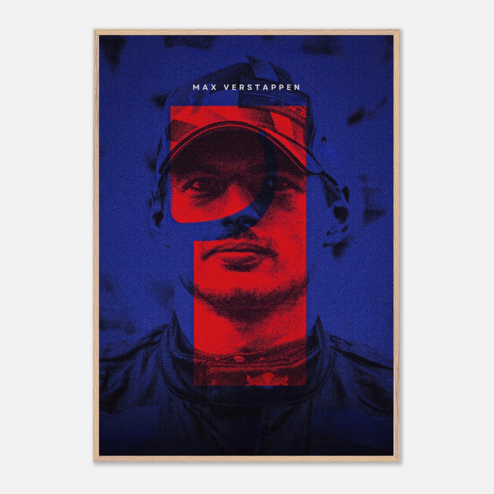 Max Verstappen fine art print featuring vibrant colors and dynamic design, perfect for Formula 1 fans and collectors.