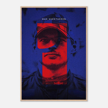 Max Verstappen fine art print featuring vibrant colors and dynamic design, perfect for Formula 1 fans and collectors.