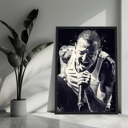 Chester Bennington framed print poster capturing his powerful stage presence for Linkin Park fans.