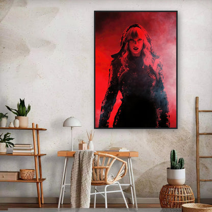 Taylor Swift Red framed print in a stylish room setting, showcasing vibrant red hues and striking design.