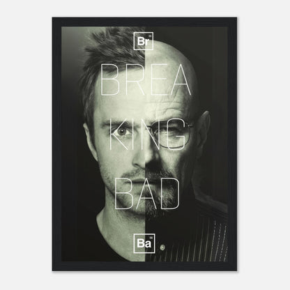 Jesse and Walter from Breaking Bad framed print with bold split-face design and high-resolution artwork.