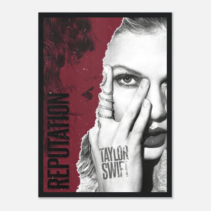 Taylor Swift Reputation framed print featuring bold design and artistic portrayal of her iconic transformation.