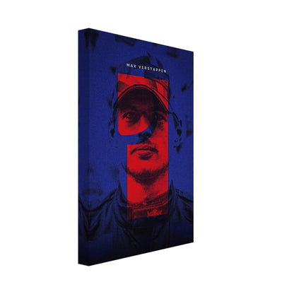 Max Verstappen canvas print featuring bold F1-inspired design in vibrant colors with modern, frameless style.