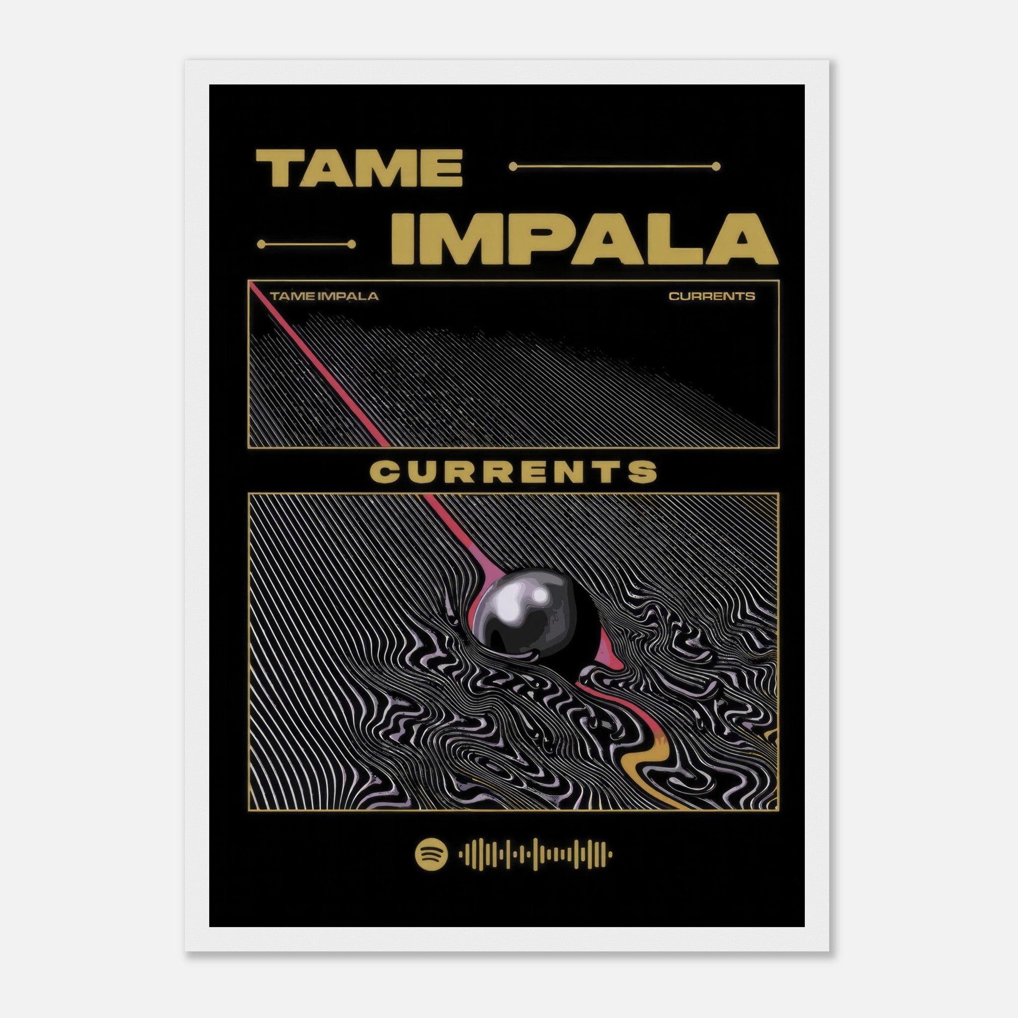 Tame Impala Currents framed poster featuring vibrant psychedelic album cover artwork. Perfect for music and art lovers.