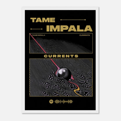 Tame Impala Currents framed poster featuring vibrant psychedelic album cover artwork. Perfect for music and art lovers.