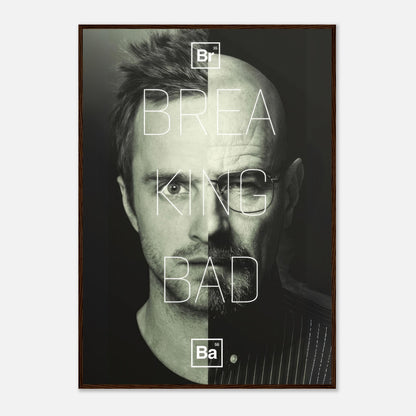 Jesse x Walter Breaking Bad framed print with bold split-face design, perfect for fans and collectors.