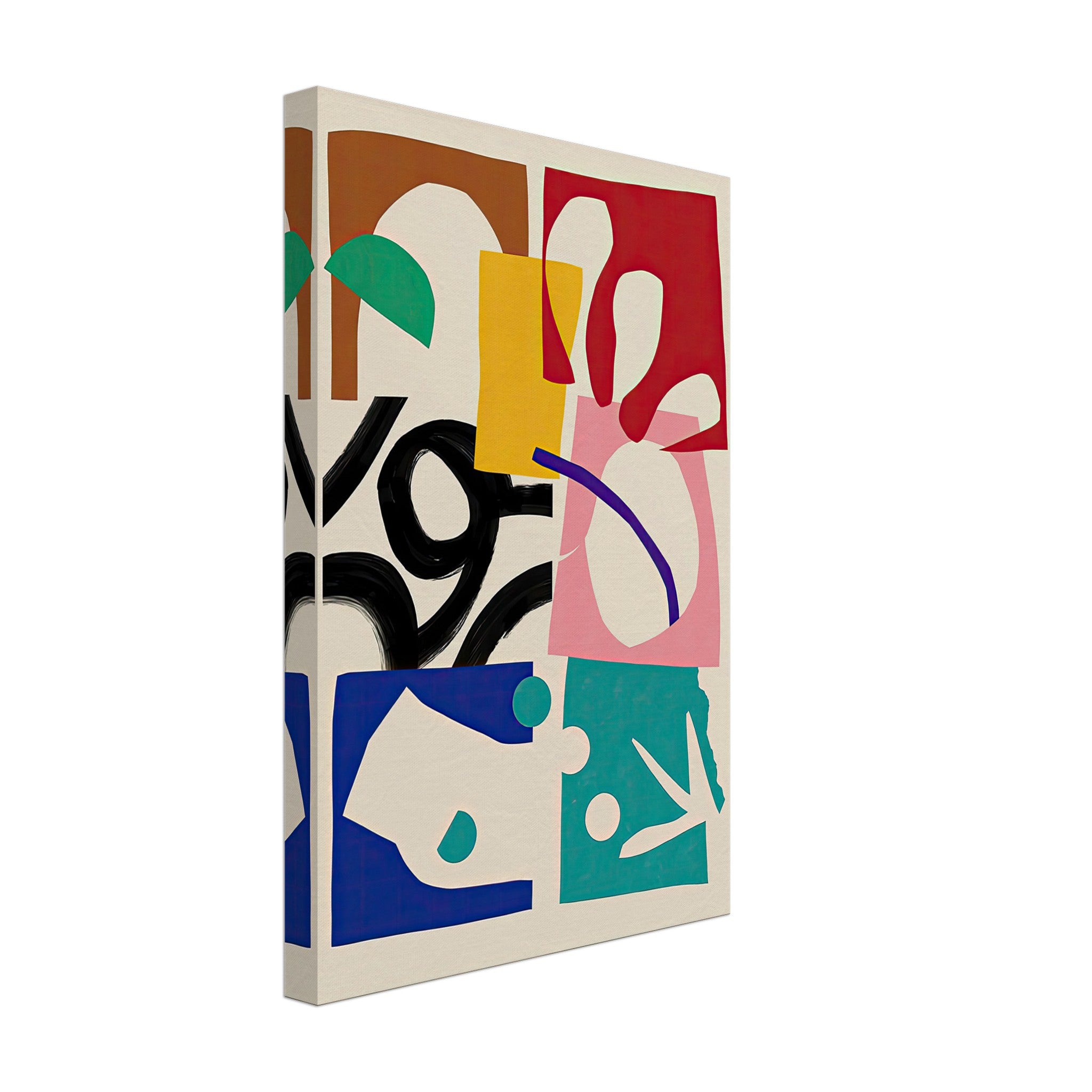 The Abstract Harmony Canvas Print featuring bold geometric shapes and vibrant colors.