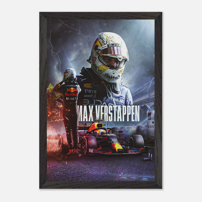 Max Verstappen RedBull Racing fine art print featuring dynamic racing imagery and captivating design for enthusiasts.