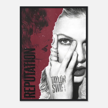 Taylor Swift Reputation framed print showcasing an edgy design with bold colors and artistic elements.