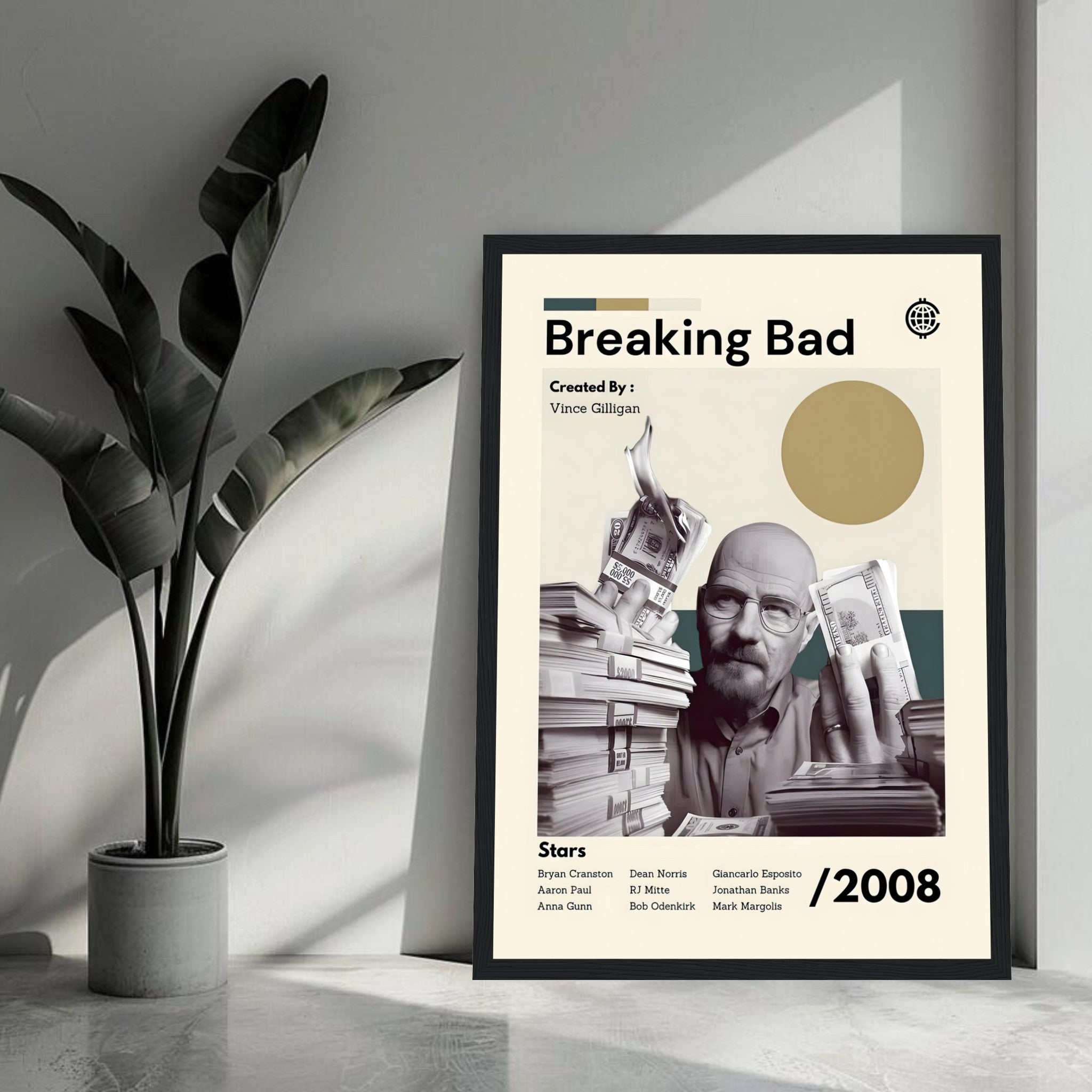 Framed print of Breaking Bad featuring Walter White, showcasing his transformation and iconic status in the series.