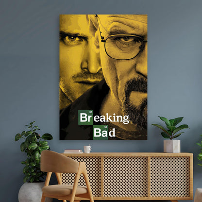 Breaking Bad official poster print featuring Walter White and Jesse Pinkman in striking yellow and black design.