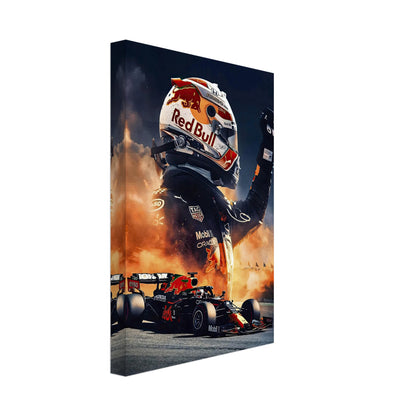 Max Verstappen Red Bull canvas showcasing a dynamic Formula 1 scene with vibrant colors and sleek design.