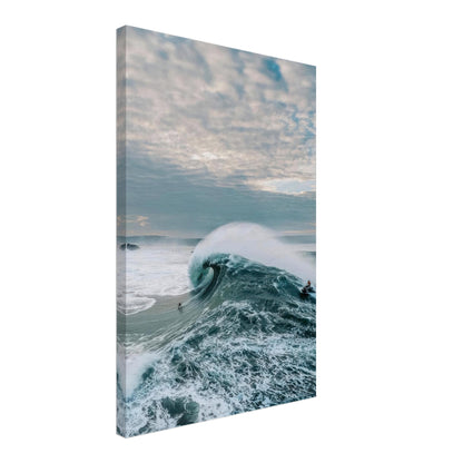 Big Wave Surfing Canvas Print showcasing a surfer riding a massive wave with stunning ocean details.