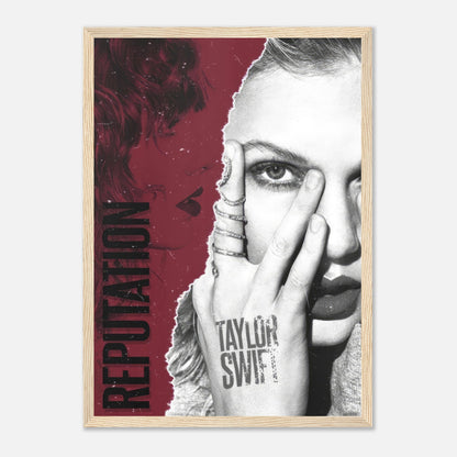 Taylor Swift Reputation framed print showcasing bold design and artistic imagery, perfect for home decor.