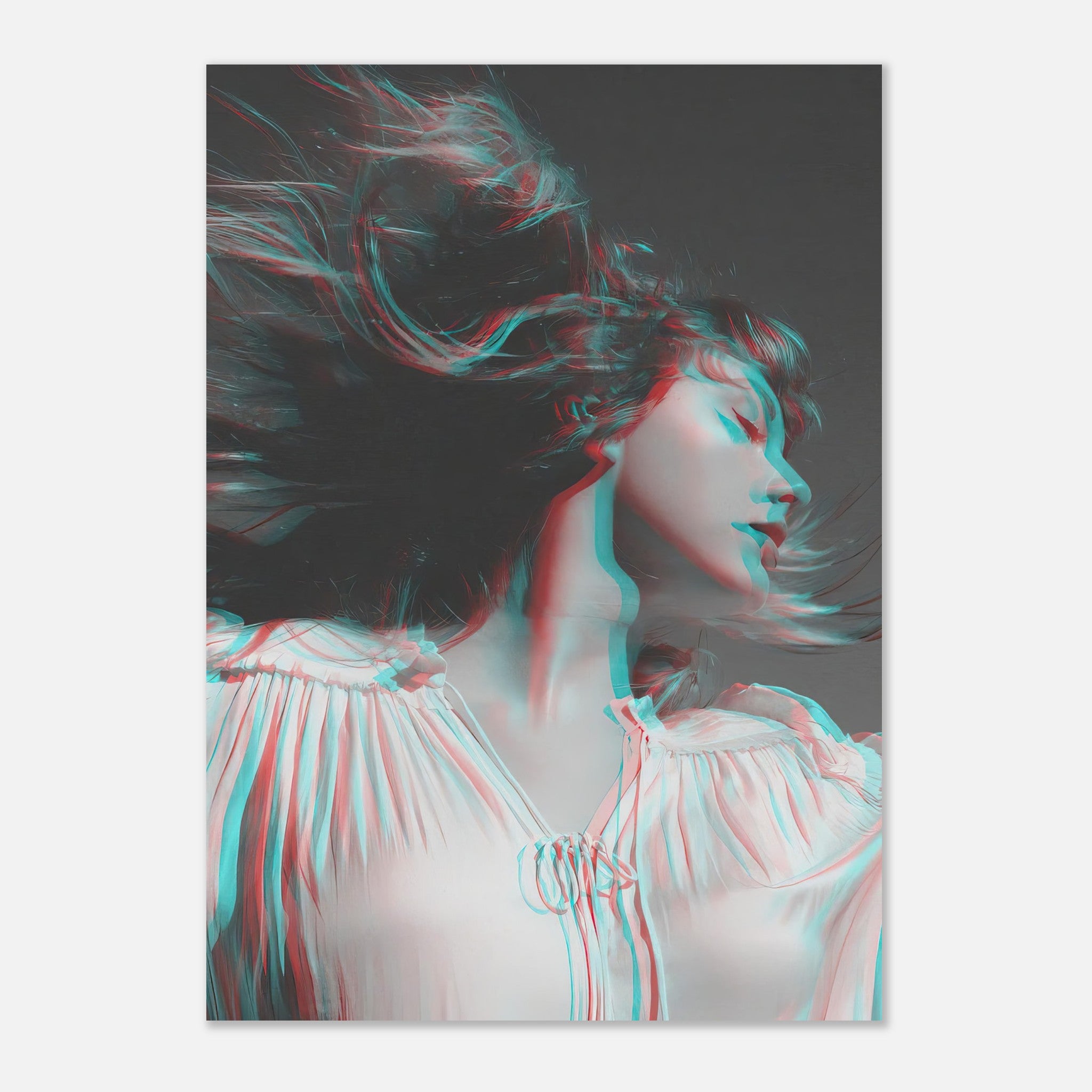 Taylor Swift black and white poster featuring a captivating 3D-inspired design in an ethereal pose.