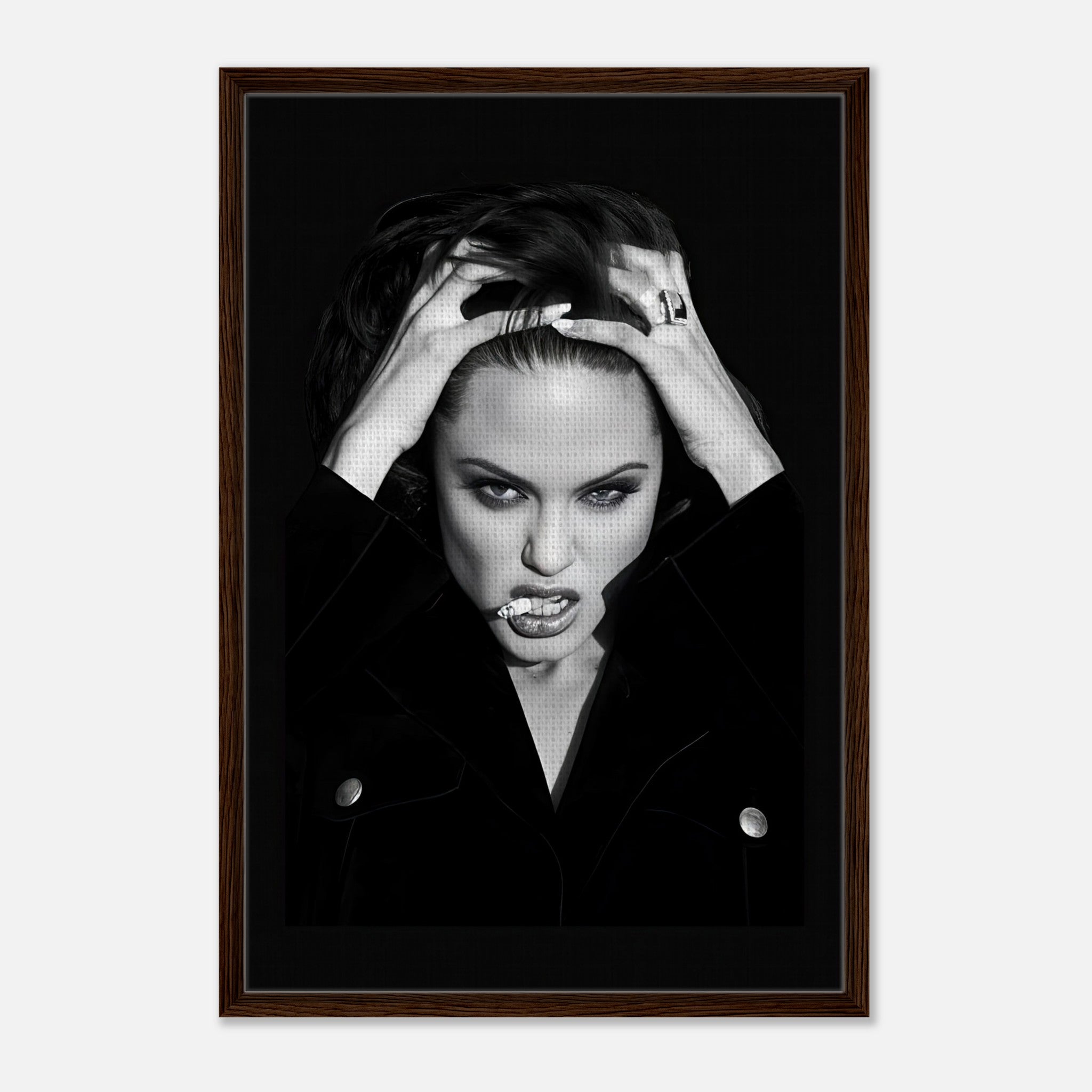 Angelina Jolie Smoking framed canvas print capturing elegance and boldness, perfect for stylish home decor.