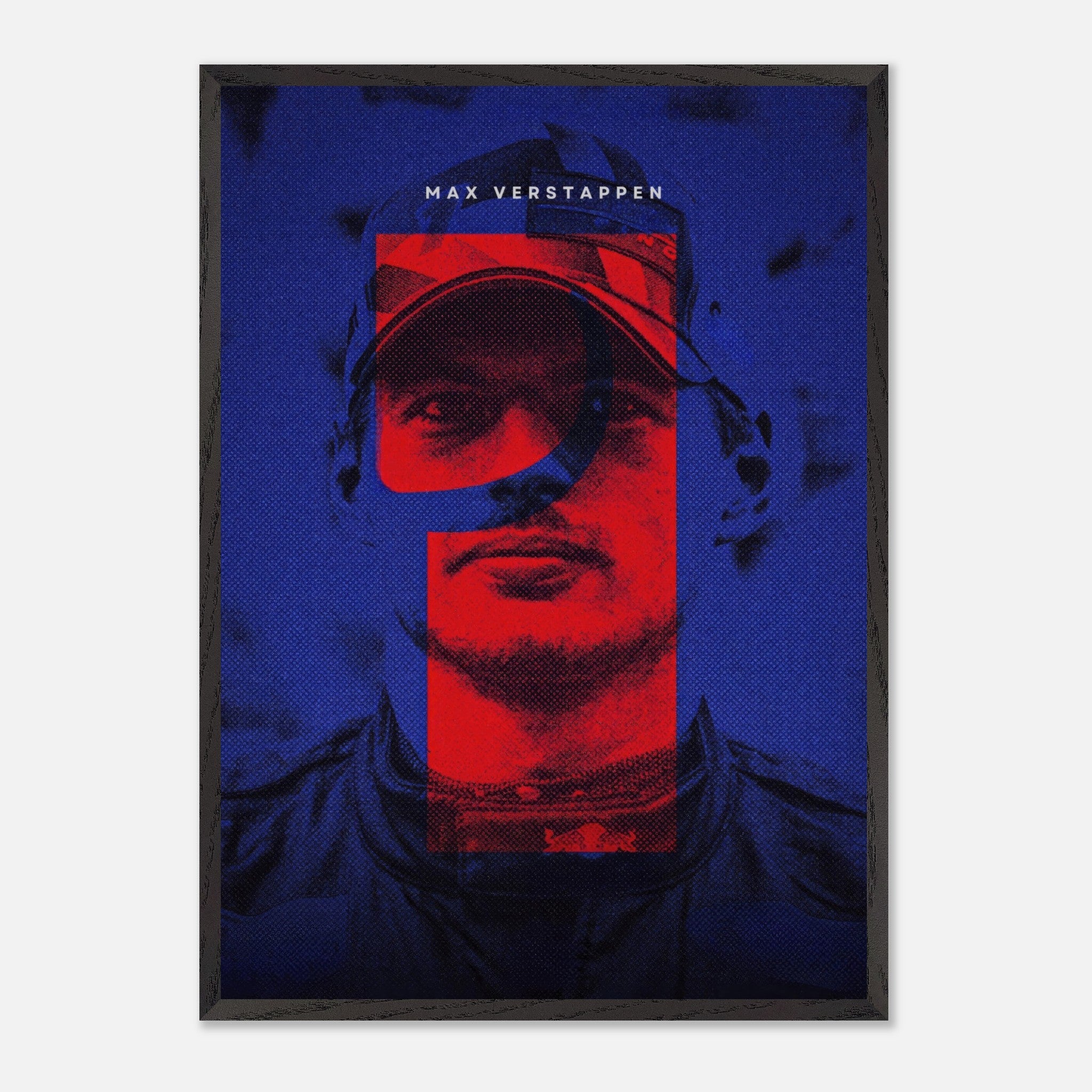 Max Verstappen framed fine art print featuring vibrant colors and dynamic design, showcasing the spirit of Formula 1.