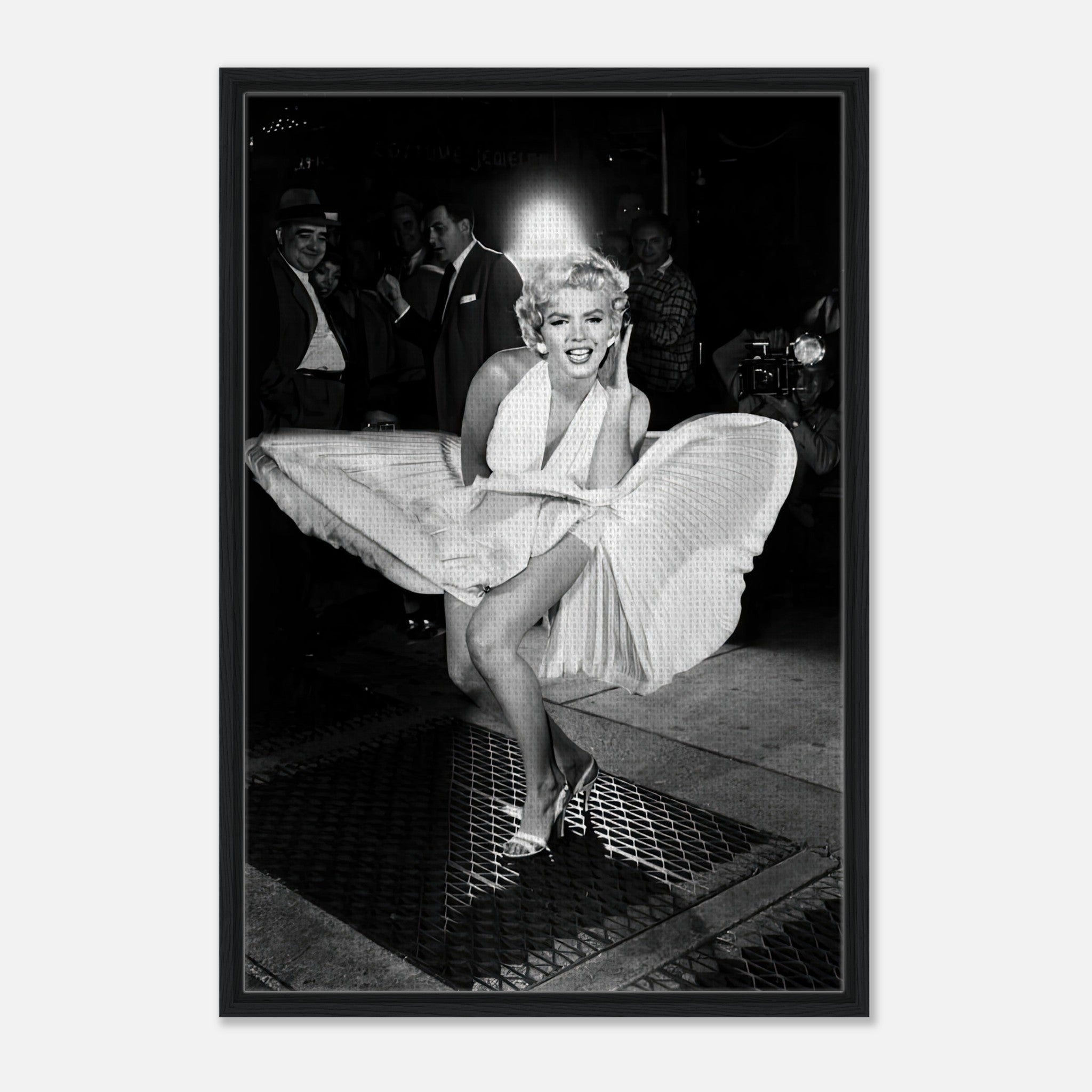 Marilyn Monroe - White Dress Wind-Blown Photograph | Framed Canvas Print - Small